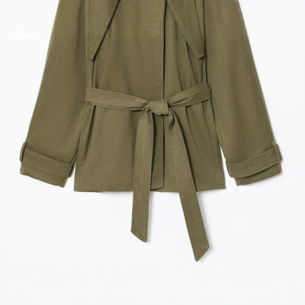 ZARA Fall New Military Green Loose Casual Trench Coat